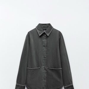 Studded Gray Button-Up Jacket